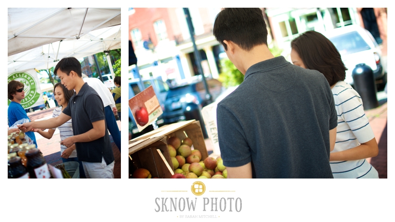 farmers market couple engagement photo