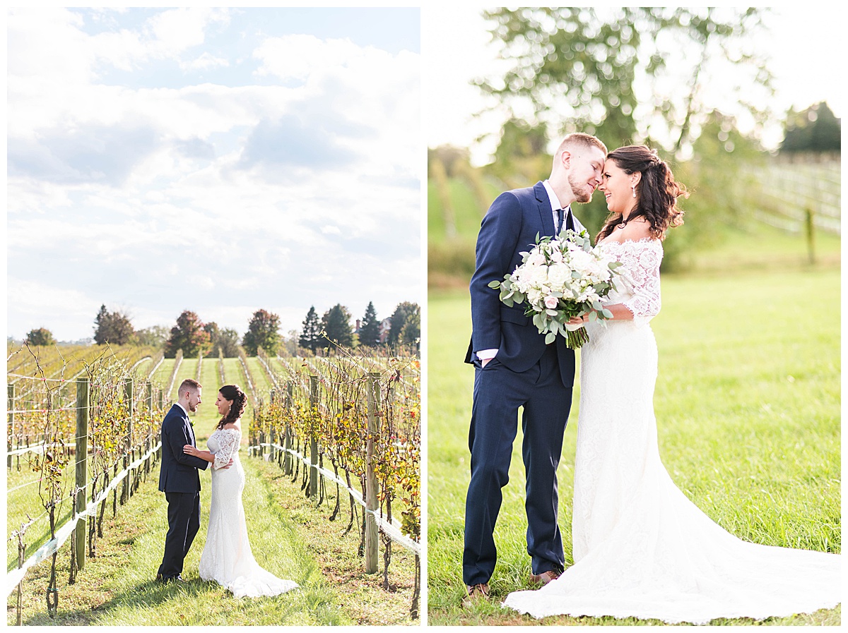 8 Chains North Winery Wedding: bride and groom, vineyard, virginia, winery, formal portrait, pronovias wedding dress, bridal bouquet