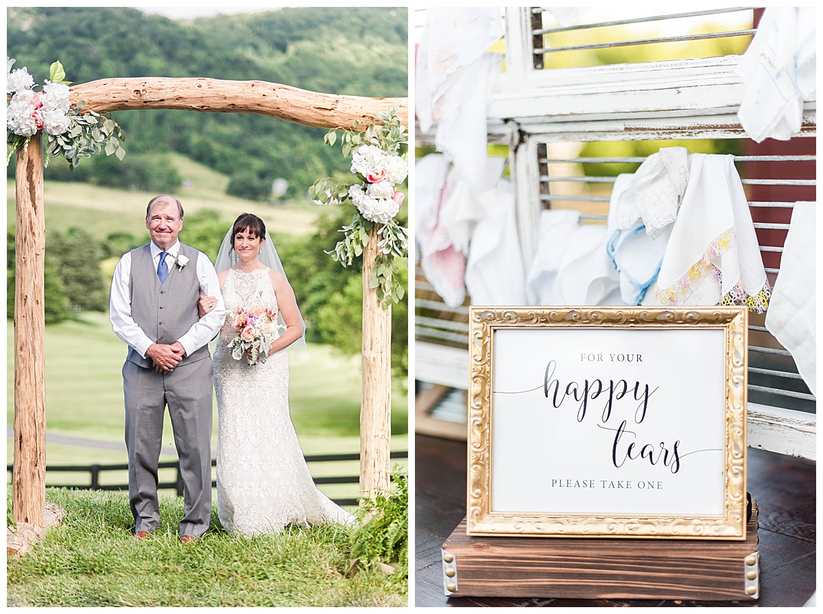 Rustic Charlottesville Farm Wedding: Bride and Father and Detail Photo