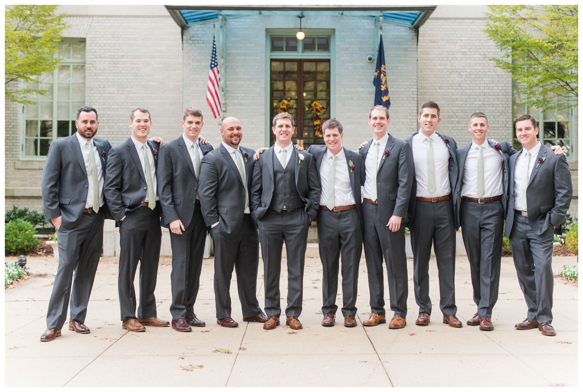 Naval Academy Fall Wedding in Annapolis, MD groom and groomsmen portrait