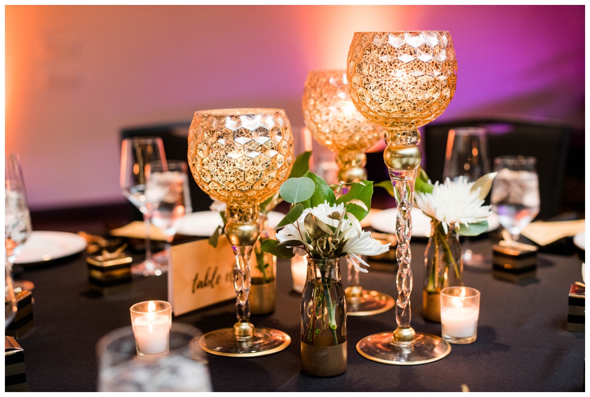 classic new years eve wedding richmond virginia table scape flower centerpieces with candles inspiration rva wedding venue redskins training center events rva wedding photographer purple lighting