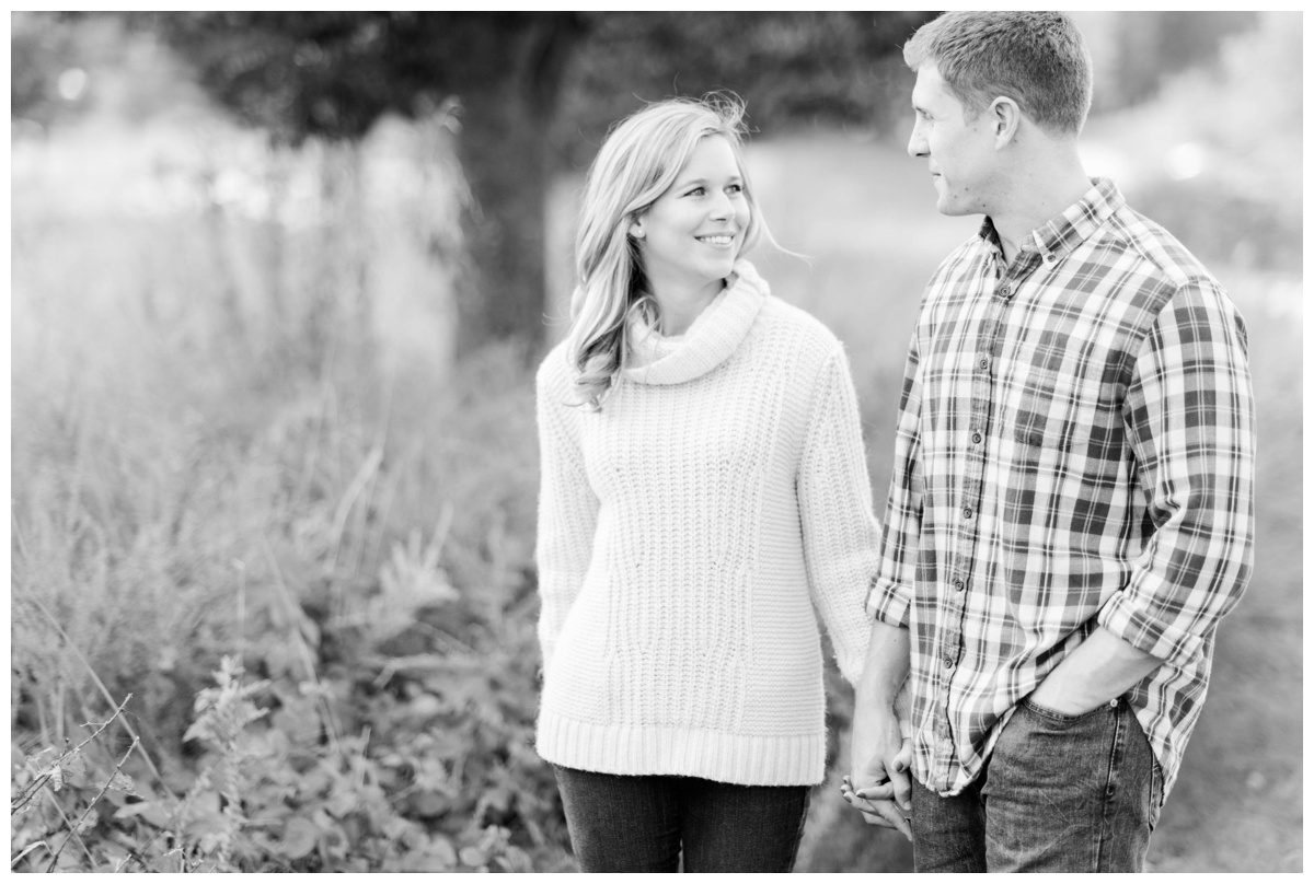 black and white fall engagement photos at quiet waters park in annapolis MD by annapolis wedding photographer sarah & dave photography