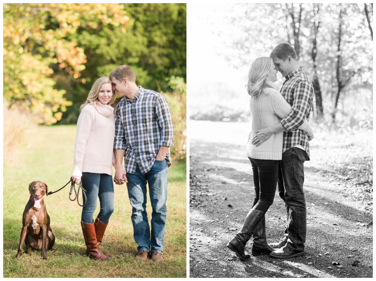 annapolis engagement photos at quiet waters park with a dog by annapolis wedding photographer sarah & dave photography fall engagement session
