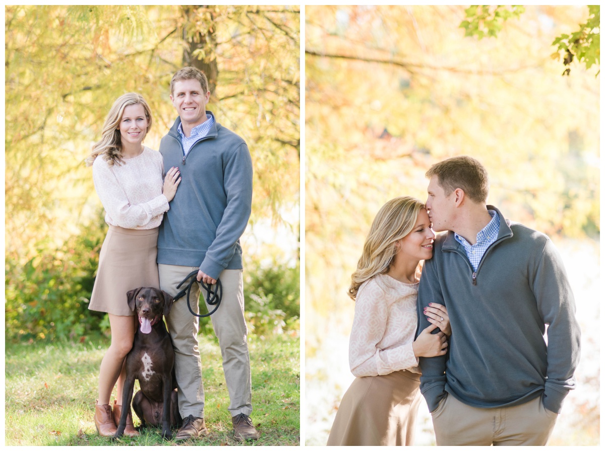 annapolis fall engagement photos in quiet waters maryland with dog by sarah & dave photography annapolis and rva wedding photographer