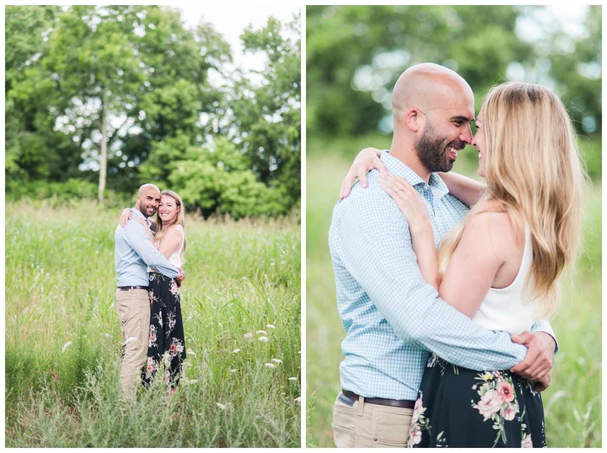 summer engagement in richmond va at belle isle by rva virginia wedding photographer Sarah & dave photography floral skirt blue shirt colorful couple embracing