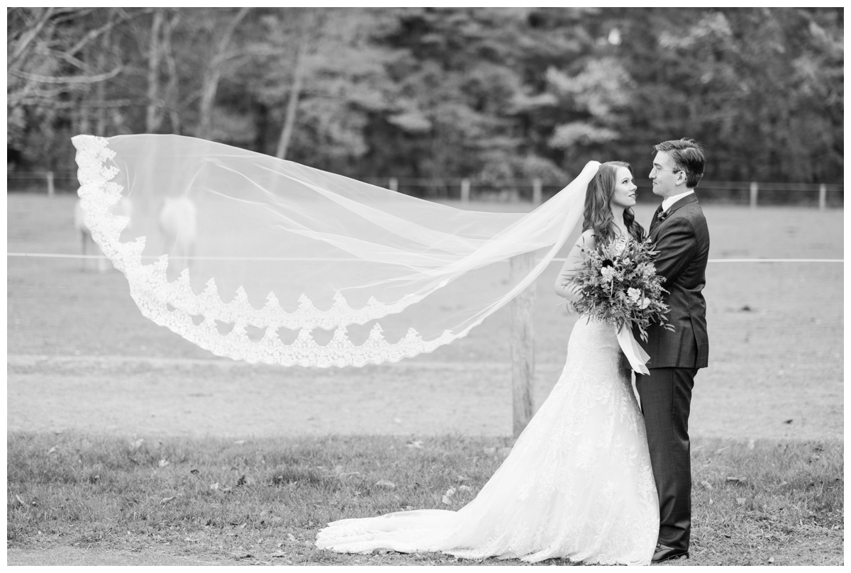Whimsical Woodland Fall Wedding at mountain memories at thorpewood in thurmont maryland in october by sarah & dave photography richmond wedding photographer bride and groom formal portrait inspiration black and white wedding portrait inspiration