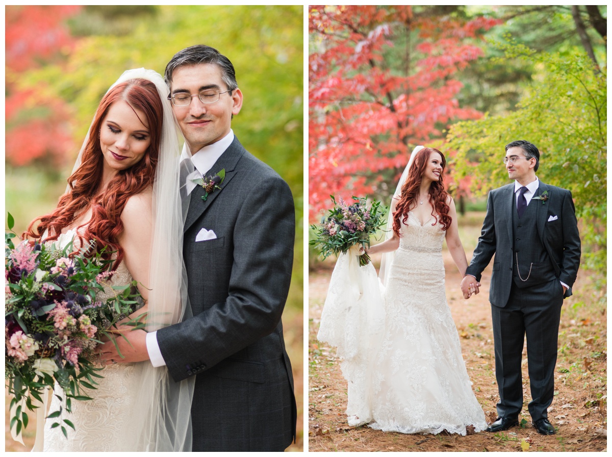 Whimsical Woodland Fall Wedding at mountain memories at thorpewood in thurmont maryland in october by sarah & dave photography richmond wedding photographer bride and groom formal portrait inspiration