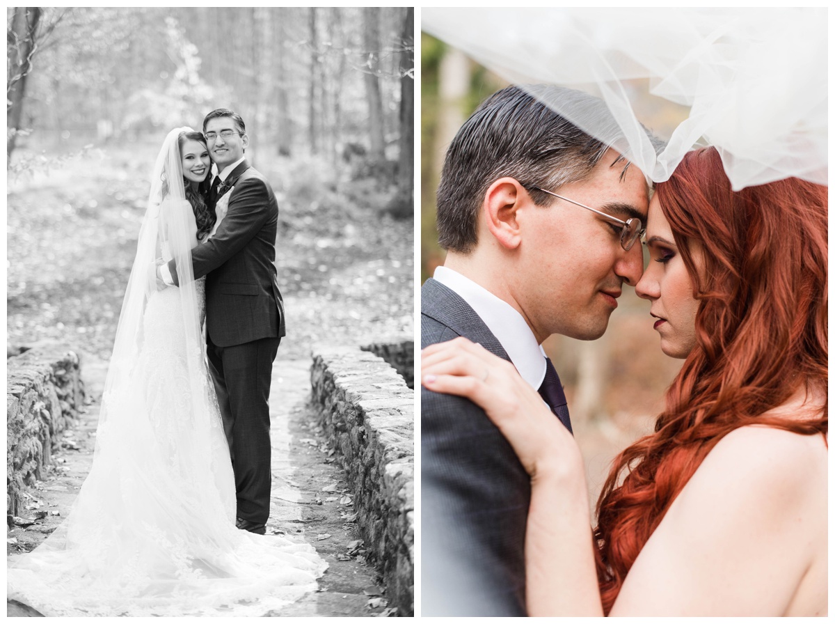 Whimsical Woodland Fall Wedding at mountain memories at thorpewood in thurmont maryland in october by sarah & dave photography richmond wedding photographer bride and groom formal portrait inspiration