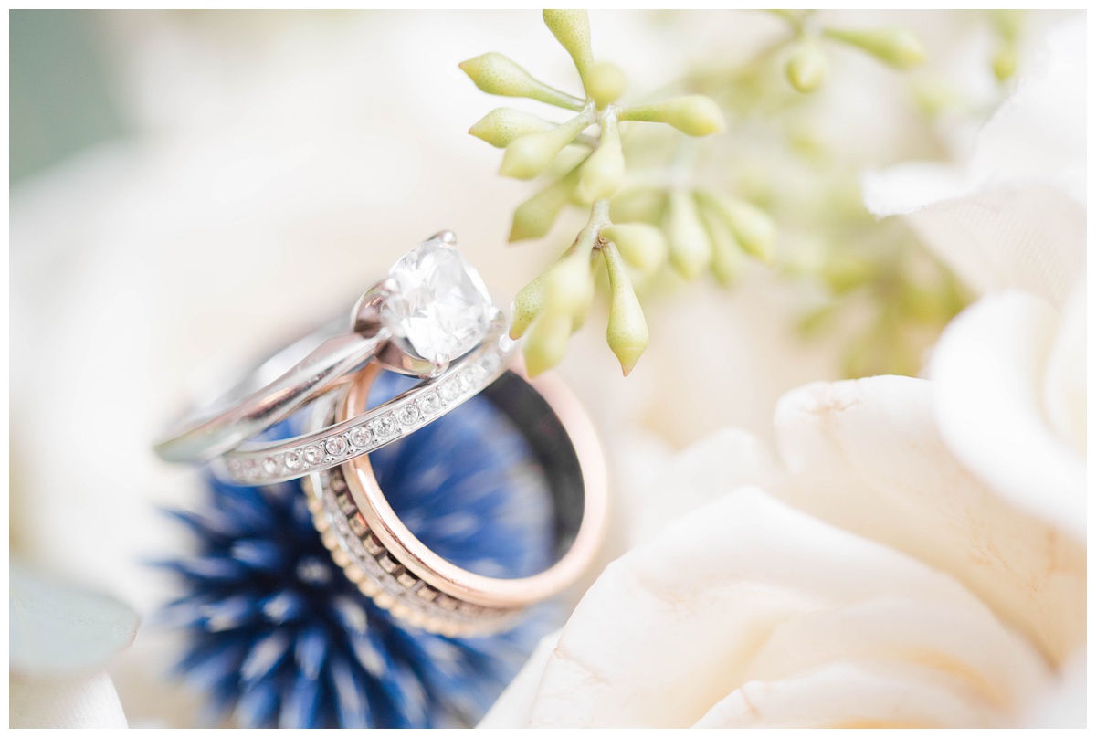 shades of blue wedding inspiration at quirk hotel in richmond virginia by rva wedding photographer sarah & dave photography wedding ring trio suite with geode display richmond jeweler