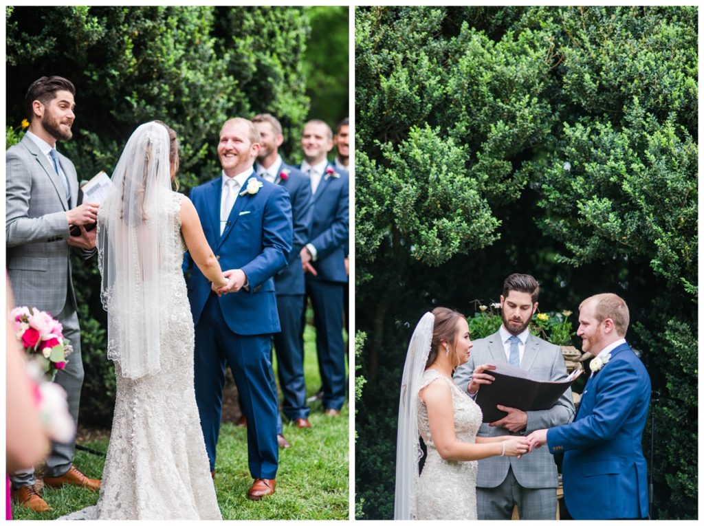 may wedding at oatlands historic house and gardens in the spring by sarah & dave photography richmond wedding photographer photo of couple holding hands outdoors vow exchange