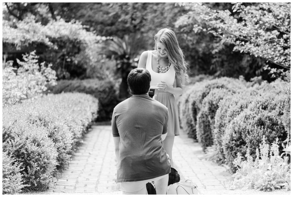 Summer Tudor Place Engagement in Washington DC by Sarah and Dave Photography person kneeling and proposing 