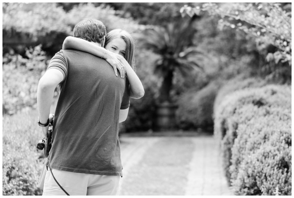 Summer Tudor Place Engagement in Washington DC by Sarah and Dave Photography couple hugging