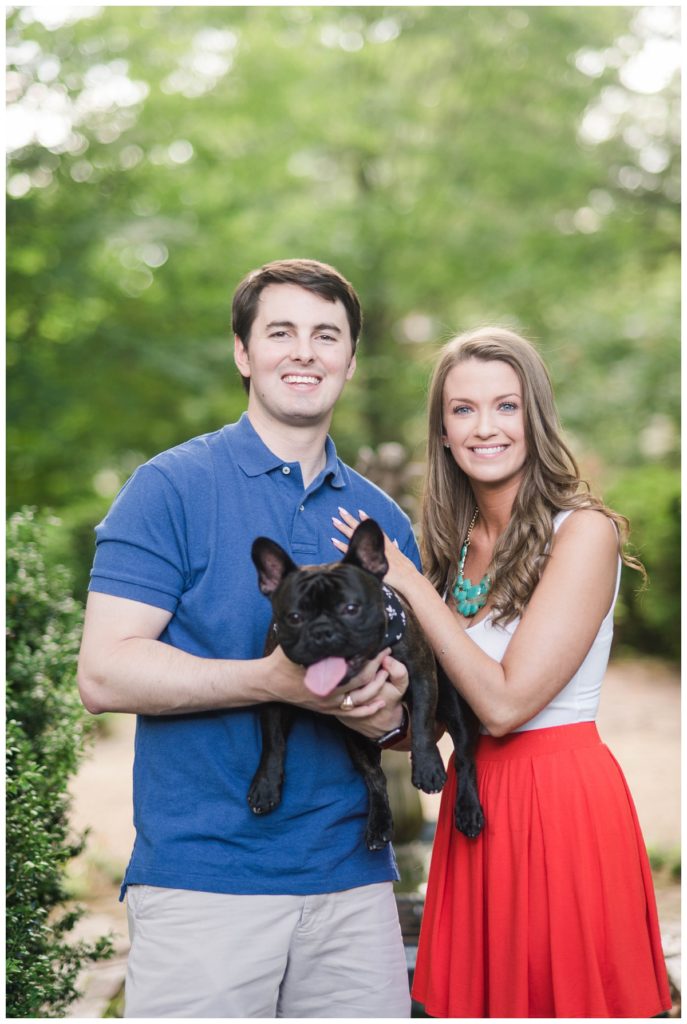 Summer Tudor Place Engagement in Washington DC by Sarah and Dave Photography couple holding dog