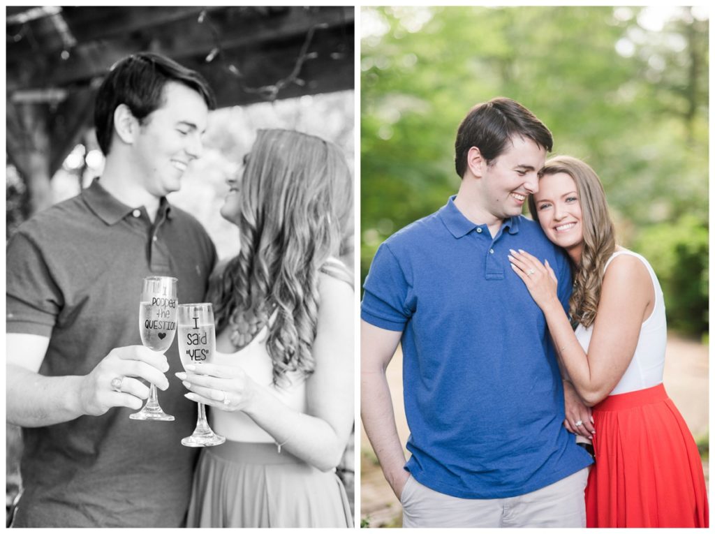 Summer Tudor Place Engagement in Washington DC by Sarah and Dave Photography champagne glasses 