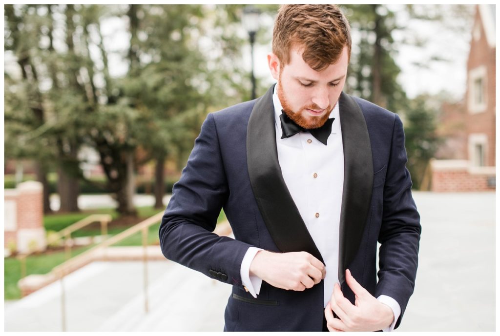 branch museum wedding in richmond va by rva wedding photographer sarah & dave photography groom buttoning jacket