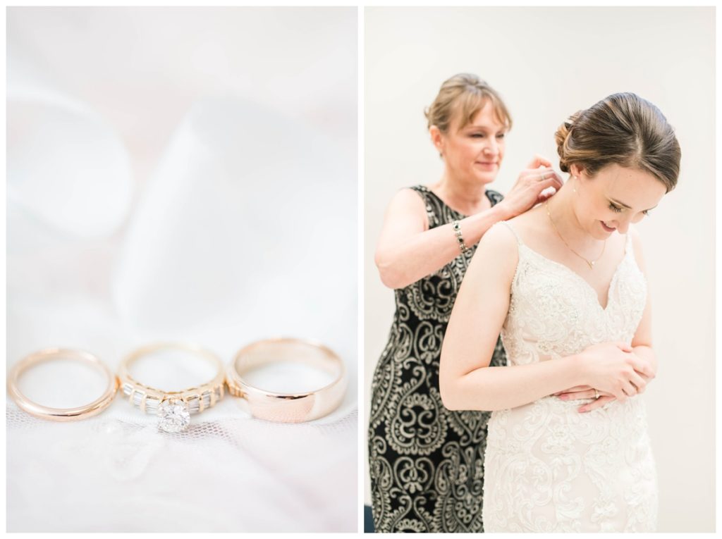 branch museum wedding in richmond va by rva wedding photographer sarah & dave photography wedding rings and mother of the bride putting necklace on bride