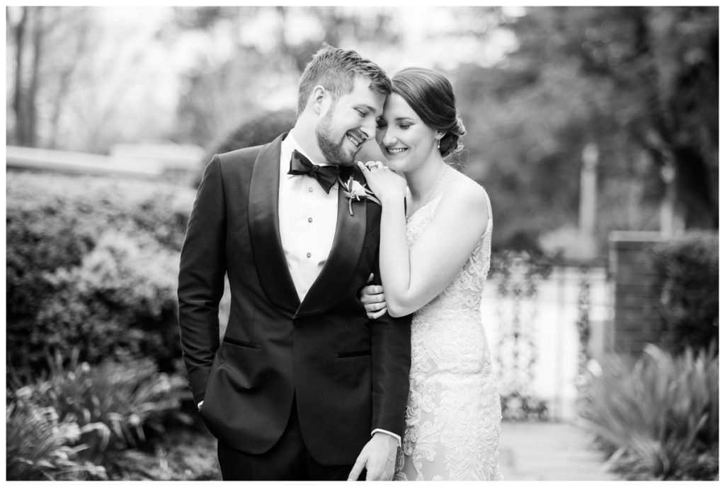 branch museum wedding in richmond va by rva wedding photographer sarah & dave photography leaning on shoulder black and white photo