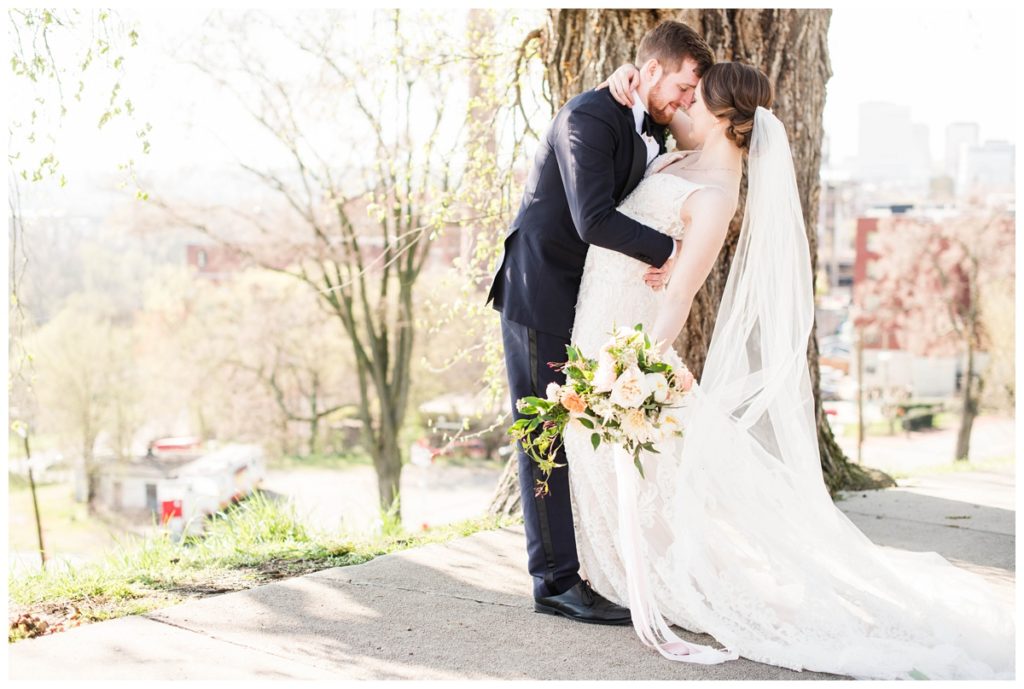 branch museum wedding in richmond va by rva wedding photographer sarah & dave photography formal portrait outdoors by tree