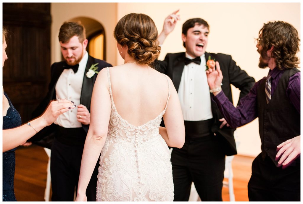 branch museum wedding in richmond va by rva wedding photographer sarah & dave photography couple dancing with friends
