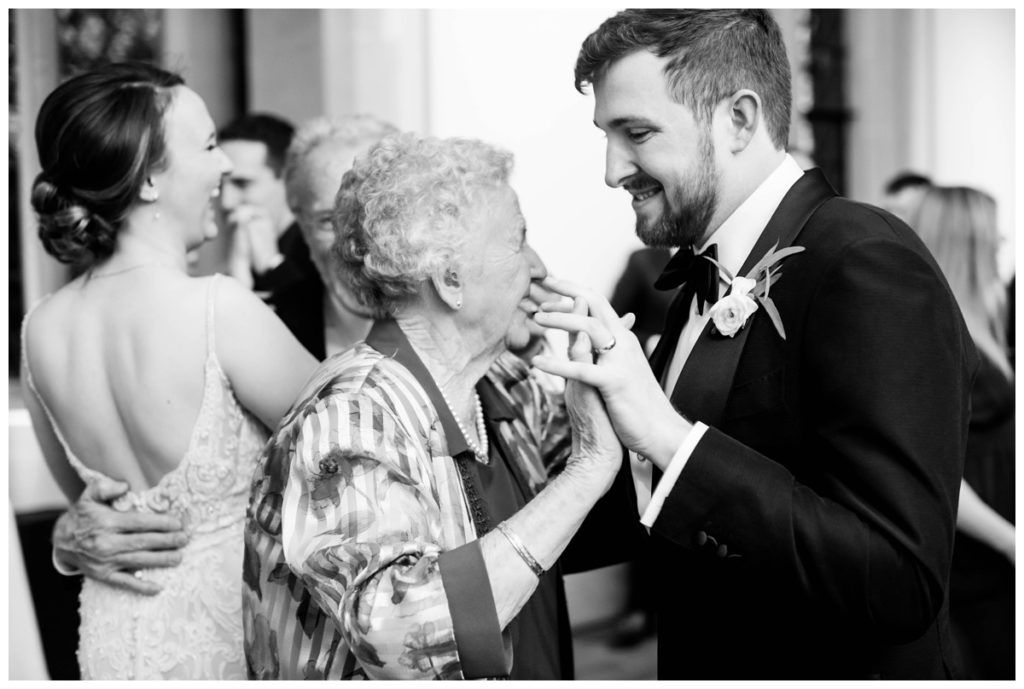 branch museum wedding in richmond va by rva wedding photographer sarah & dave photography groom dancing with grandmother