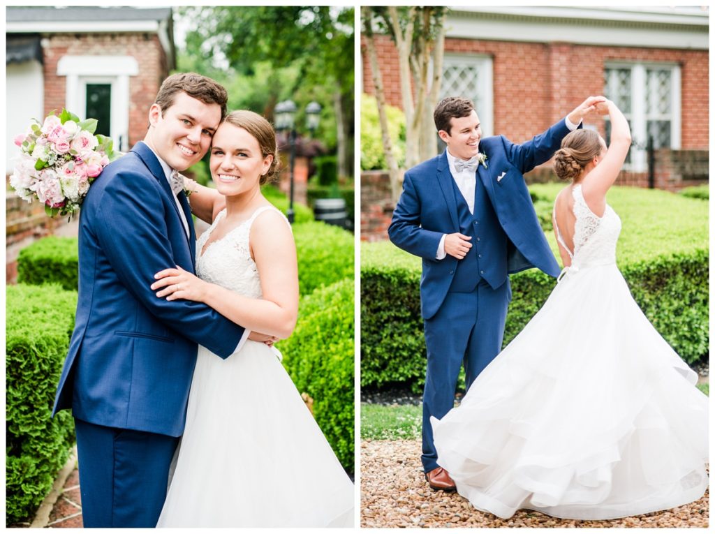 richmond wedding photographer at historic mankin mansion. photo of couple dancing in the spring.