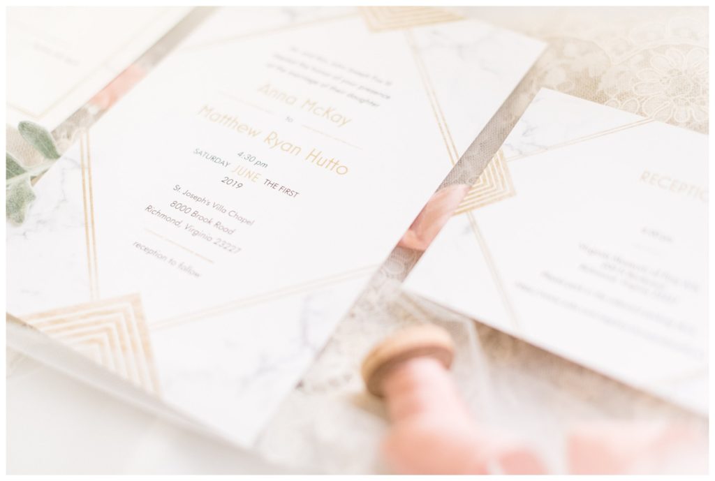 pink and gold wedding invitation suite by vista print