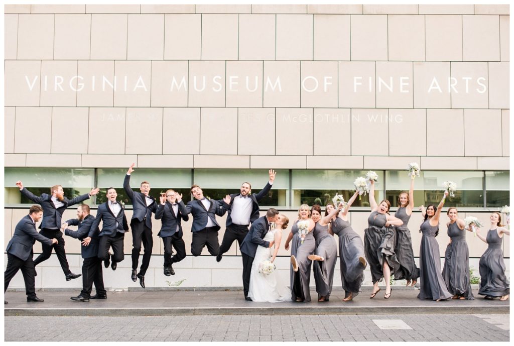 wedding party photo outside of vmfa in june