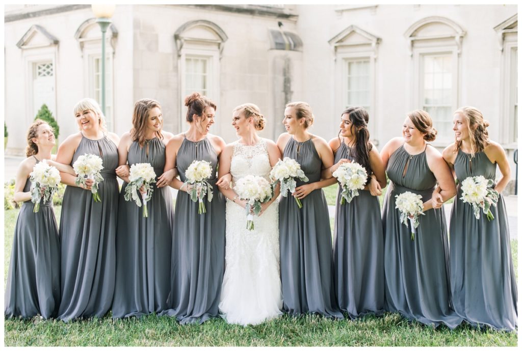 bride and bridesmaids photo in the summer