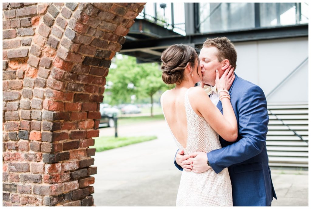 first look photo at civil war museum wedding in june