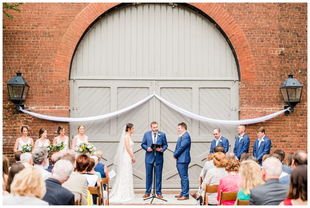 charming summer wedding at the civil war museum + historic tredegar ironworks in richmond rva virginia - wedding ceremony - by richmond and central virginia wedding photographer, sarah & dave photography