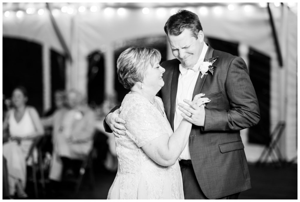 groom and mother of the groom dance during wedding reception - so sweet!