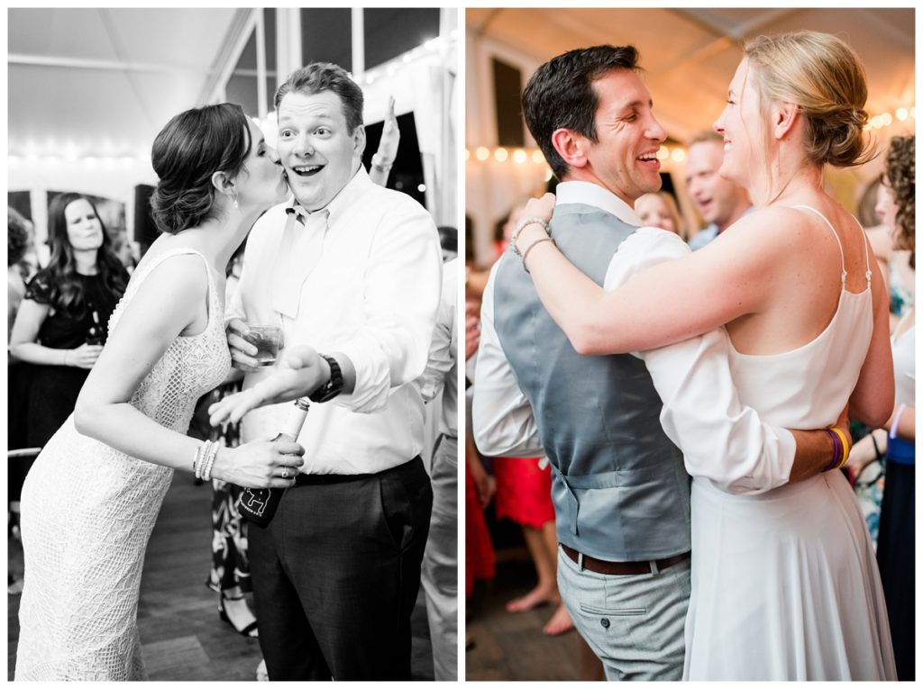 photo of couple dancing and bride kissing smiling groom