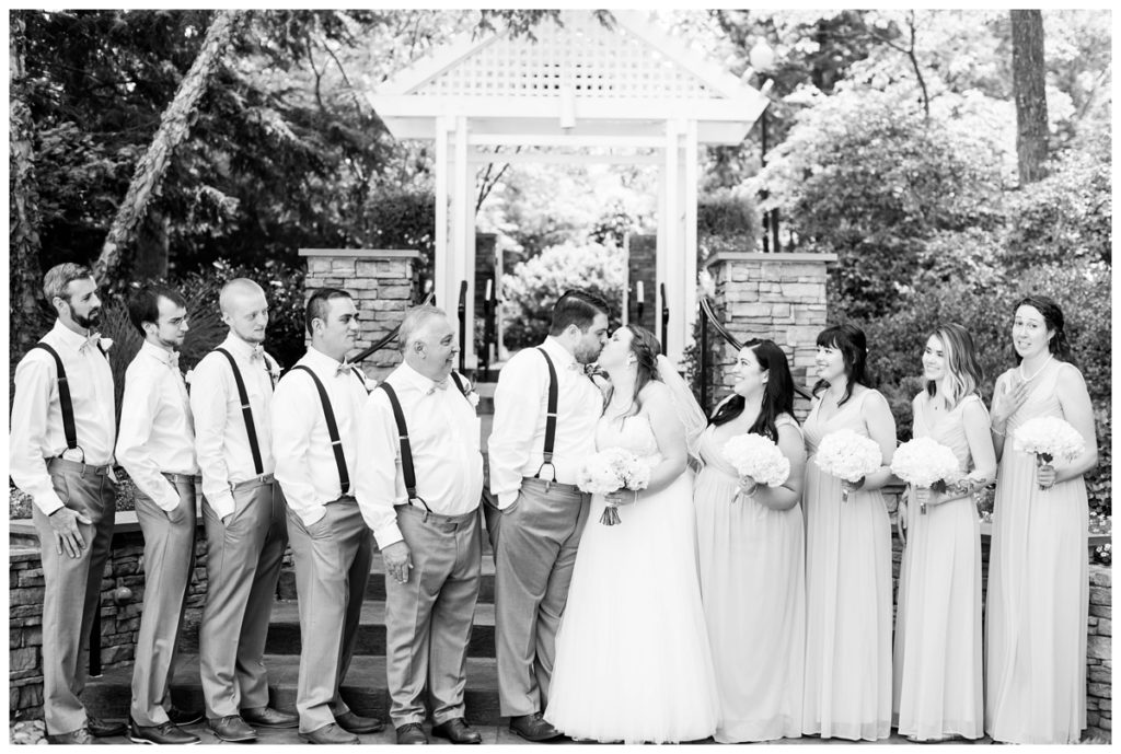 wedding party - formal portrait outdoors in b-&-w