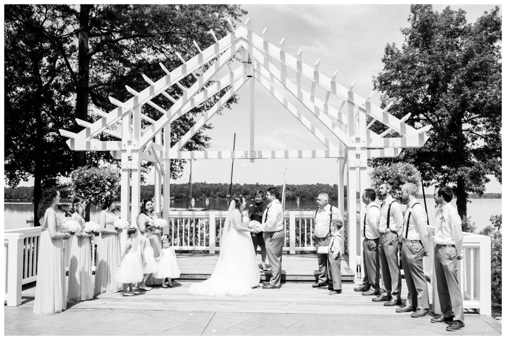 wedding ceremony photo in black and white - outdoors in richmond rva
