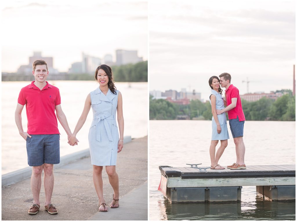 Libby Hill Park and Rocketts Landing Engagement Photos in Richmond RVA Virginia by Wedding Photographer, Sarah & Dave Photographer - Spring Engagement - May Engagement Photo Session