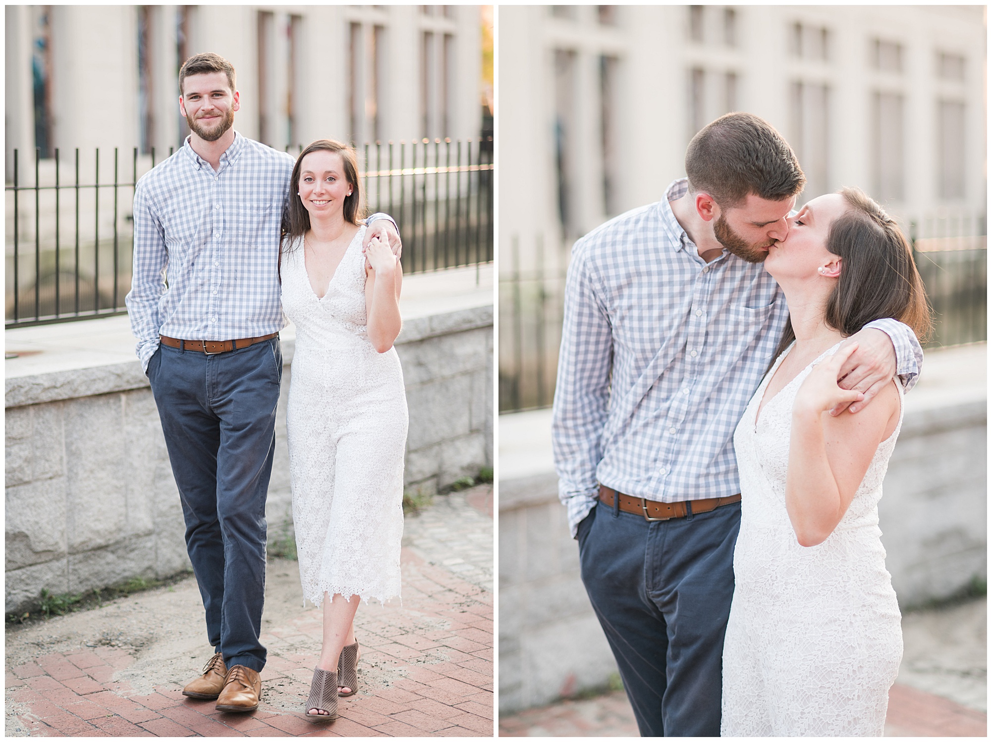 outdoor engagement photos in the spring along canal walk in richmond virginia