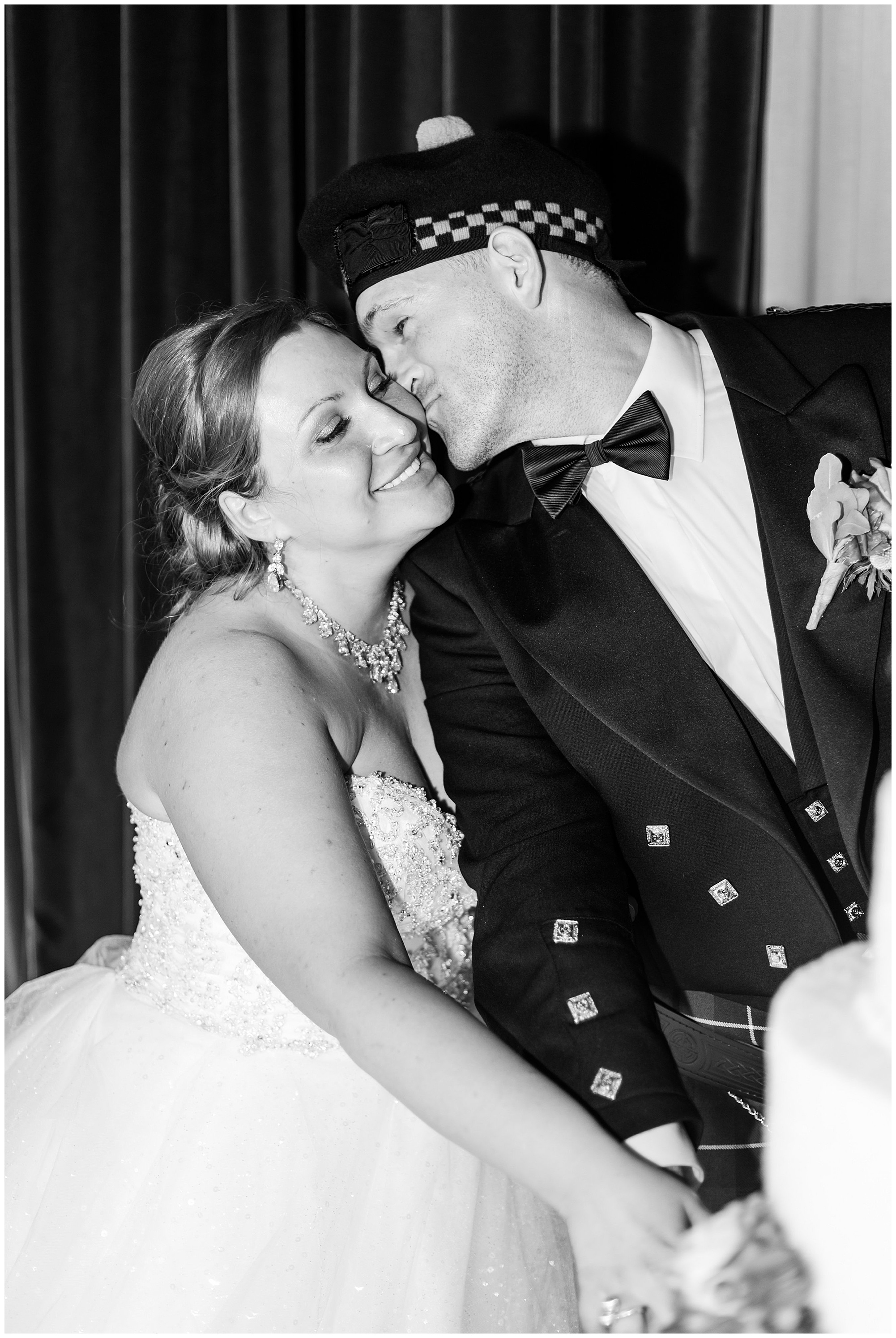 indoor reception at dover hall estate ballroom. speech. bride and groom kissing. by rva wedding photographer, sarah & dave photography