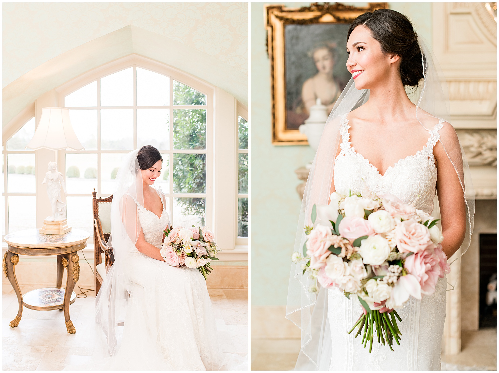 classic timeless bridal portrait at dover hall. by richmond rva wedding photographer, sarah & dave photography. winter. january. fairytale wedding. disney inspired theme.