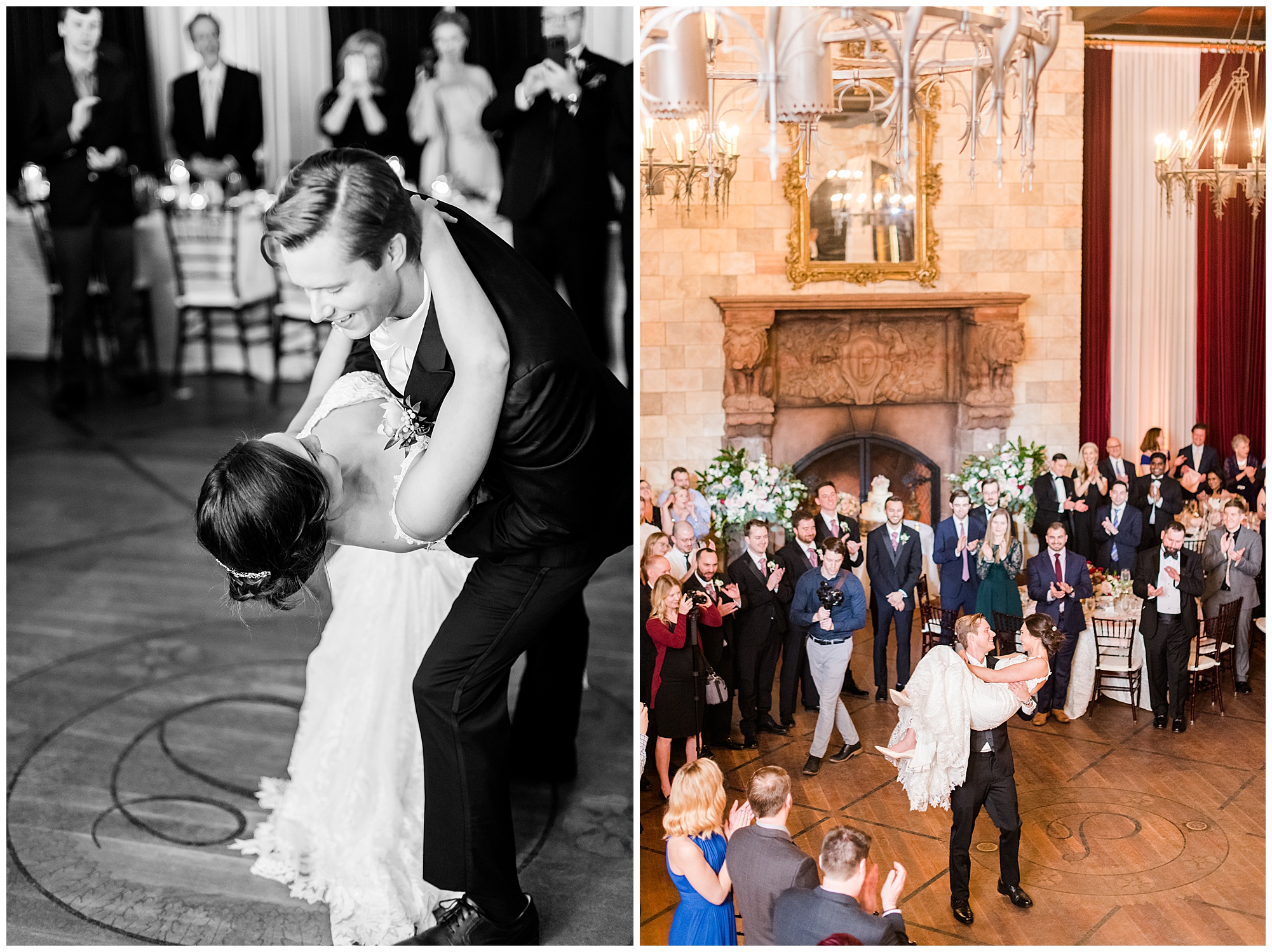 bride and groom first dance at dover hall estate in the ballroom. by rva richmond wedding photographer, sarah & dave photography.