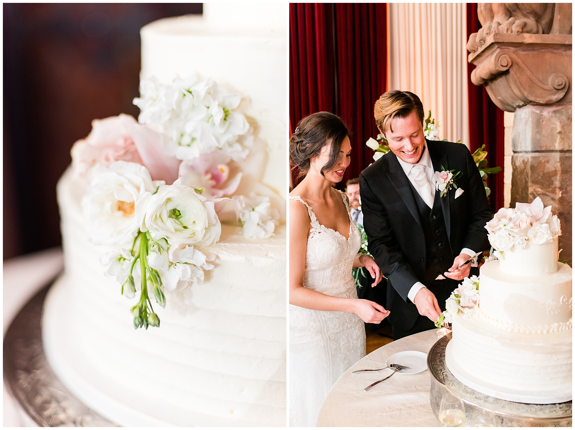 cake cutting. by rva wedding photographer, sarah & dave photography.