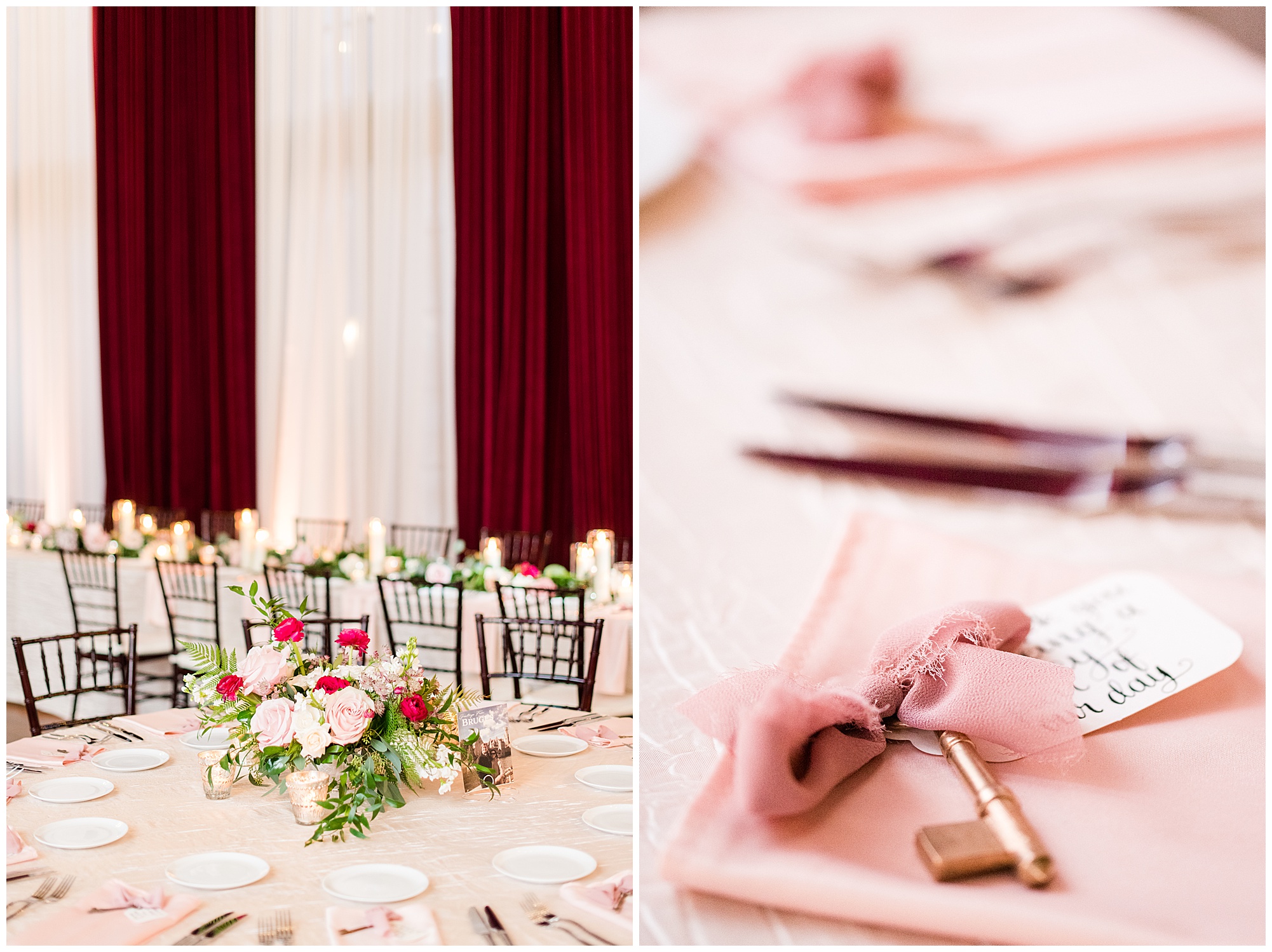 fairytale wedding reception at dover hall in pink and cream. by richmond rva wedding photographer, sarah & dave photography.